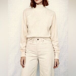 Alexander Wang Angora Wool Bone Ivory Combo Semi-Sheer Luxury Sweater
